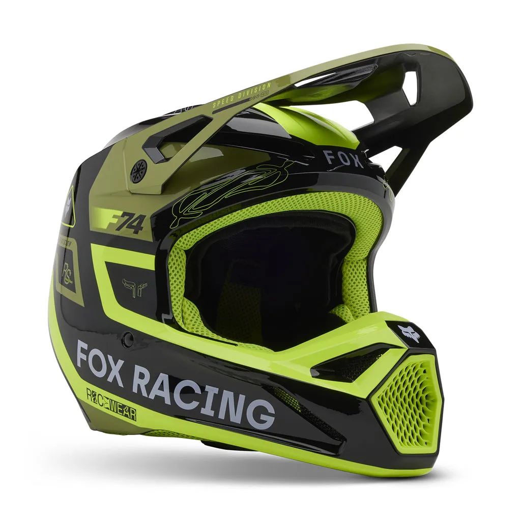 Fox - 2025 V1 Race Spec Purple Green Helmet