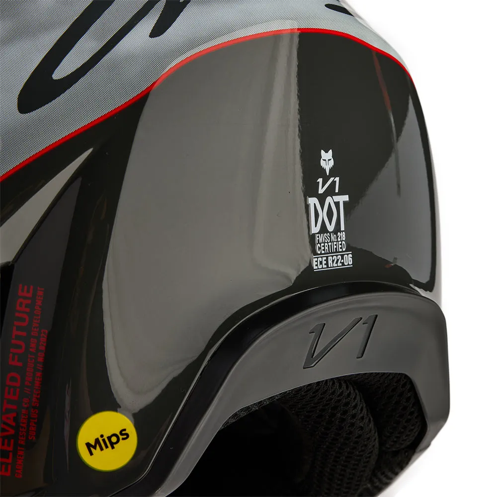 FOX YOUTH V1 ATLAS HELMET [GREY/RED]