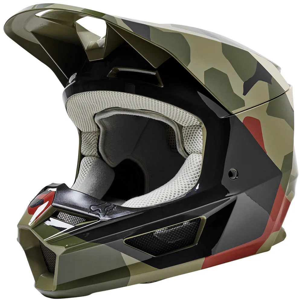 FOX YOUTH V1 BNKR HELMET ECE [GREEN CAMO]