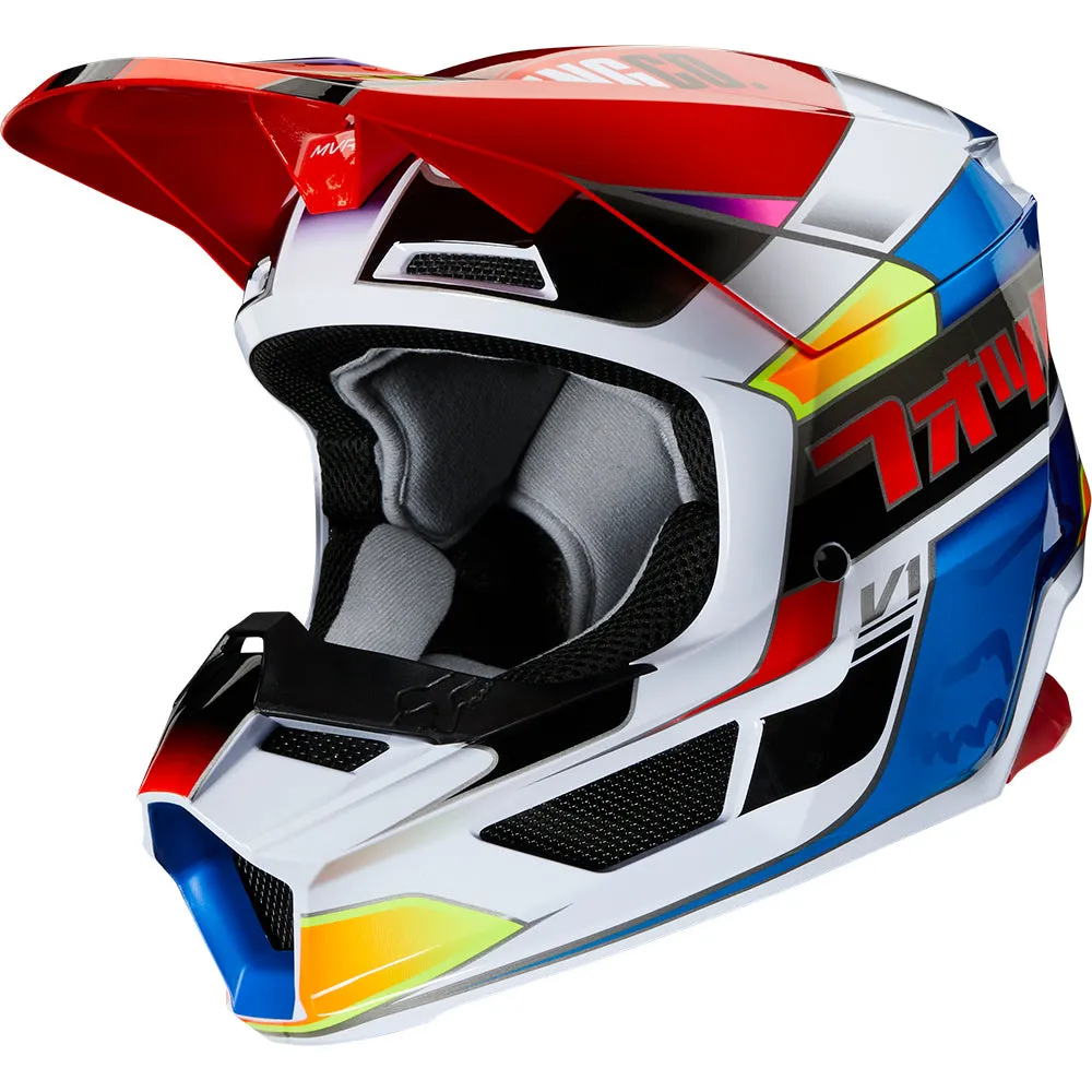 FOX YOUTH V1 YORR HELMET ECE [BLUE/RED] YS