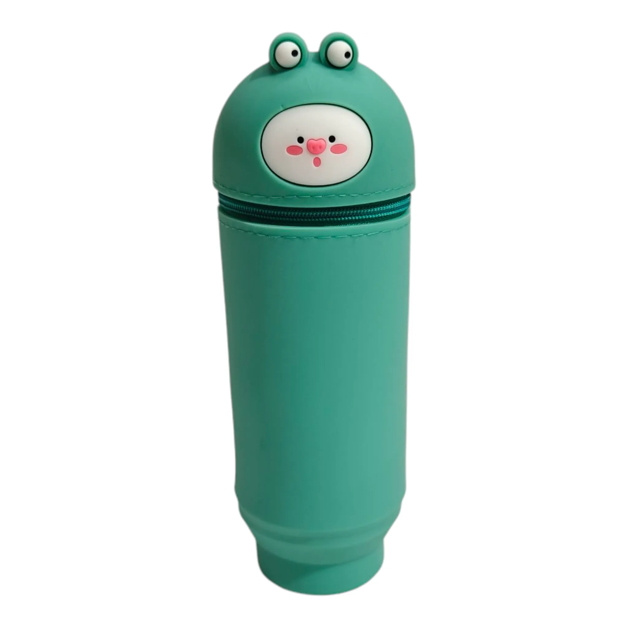 FROG FACE SILICONE PENCIL POUCH - GREEN