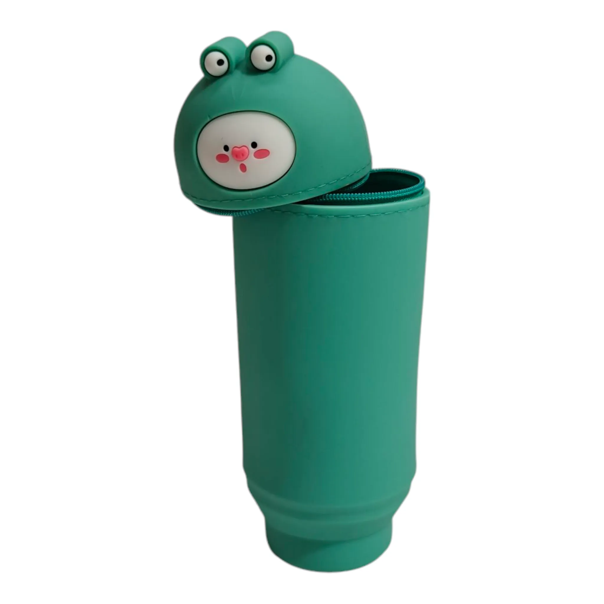 FROG FACE SILICONE PENCIL POUCH - GREEN