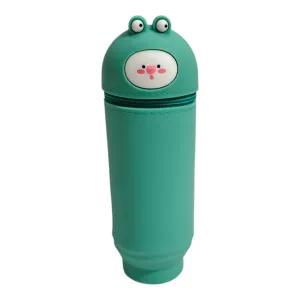 FROG FACE SILICONE PENCIL POUCH - GREEN