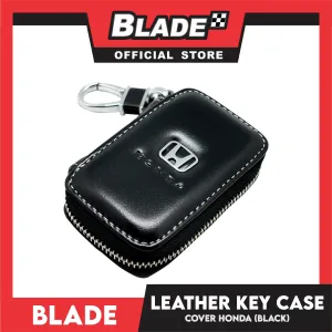 Genuine Leather Key Cover for Honda (Black) Key Case Car Key Holder Wallet with Metal Hook