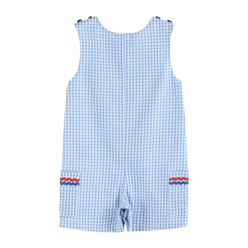 Gingham Flag Pocket Kid Shortalls