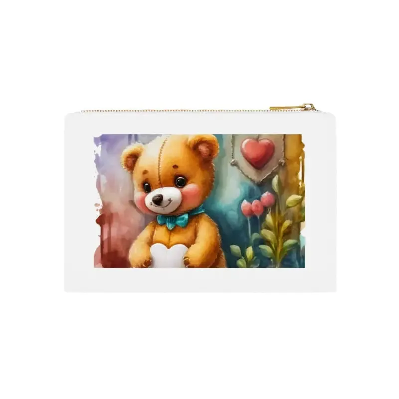 Glamorous Gold Heart Cotton Canvas Cosmetic Bag