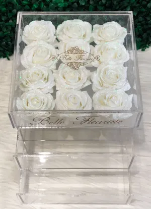 Glitter Cosmetic Box - White