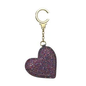 Glitter Heart Deeppink Keychain