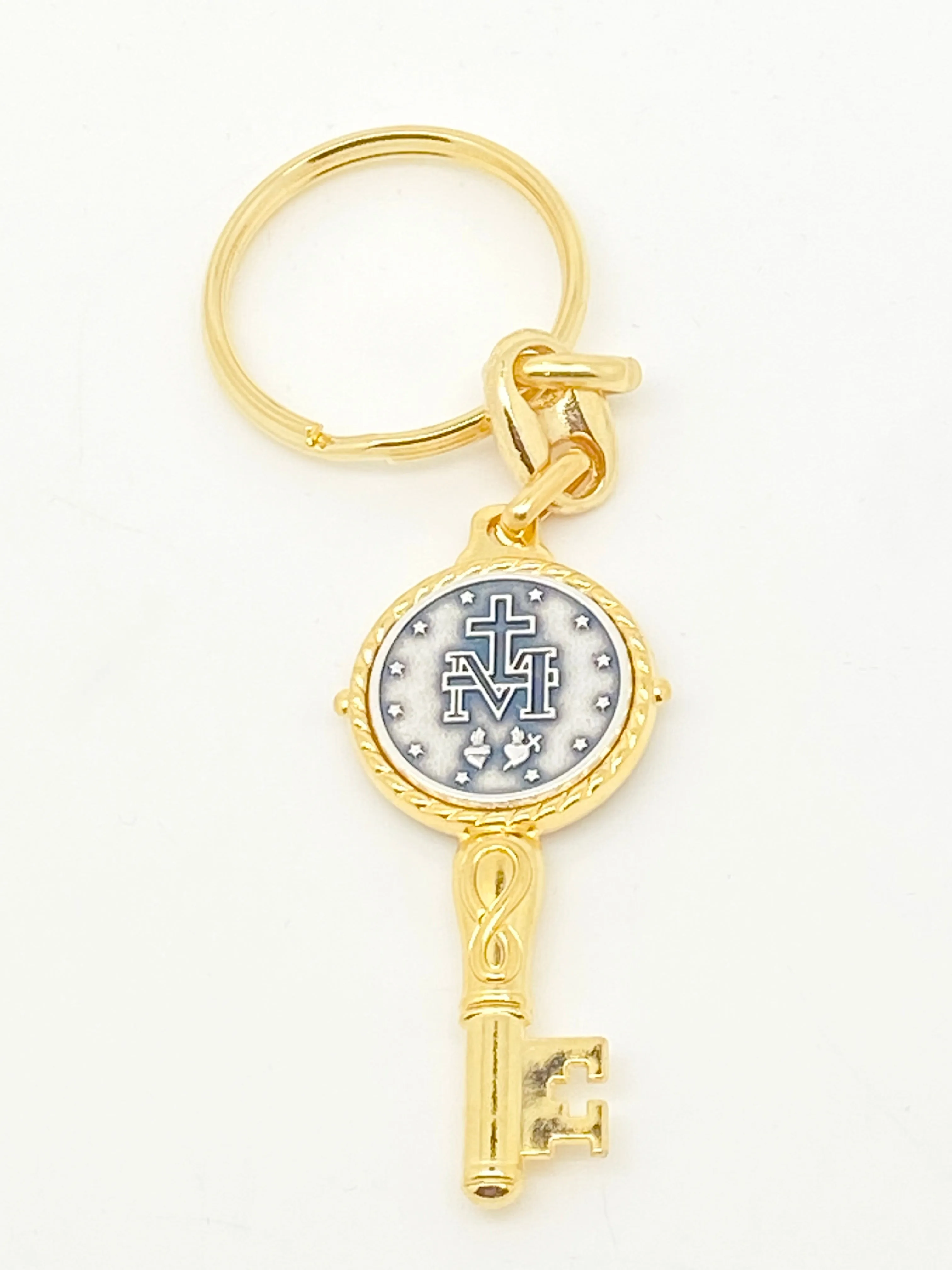 Gold Key Shaped Lady of Grace Keychain