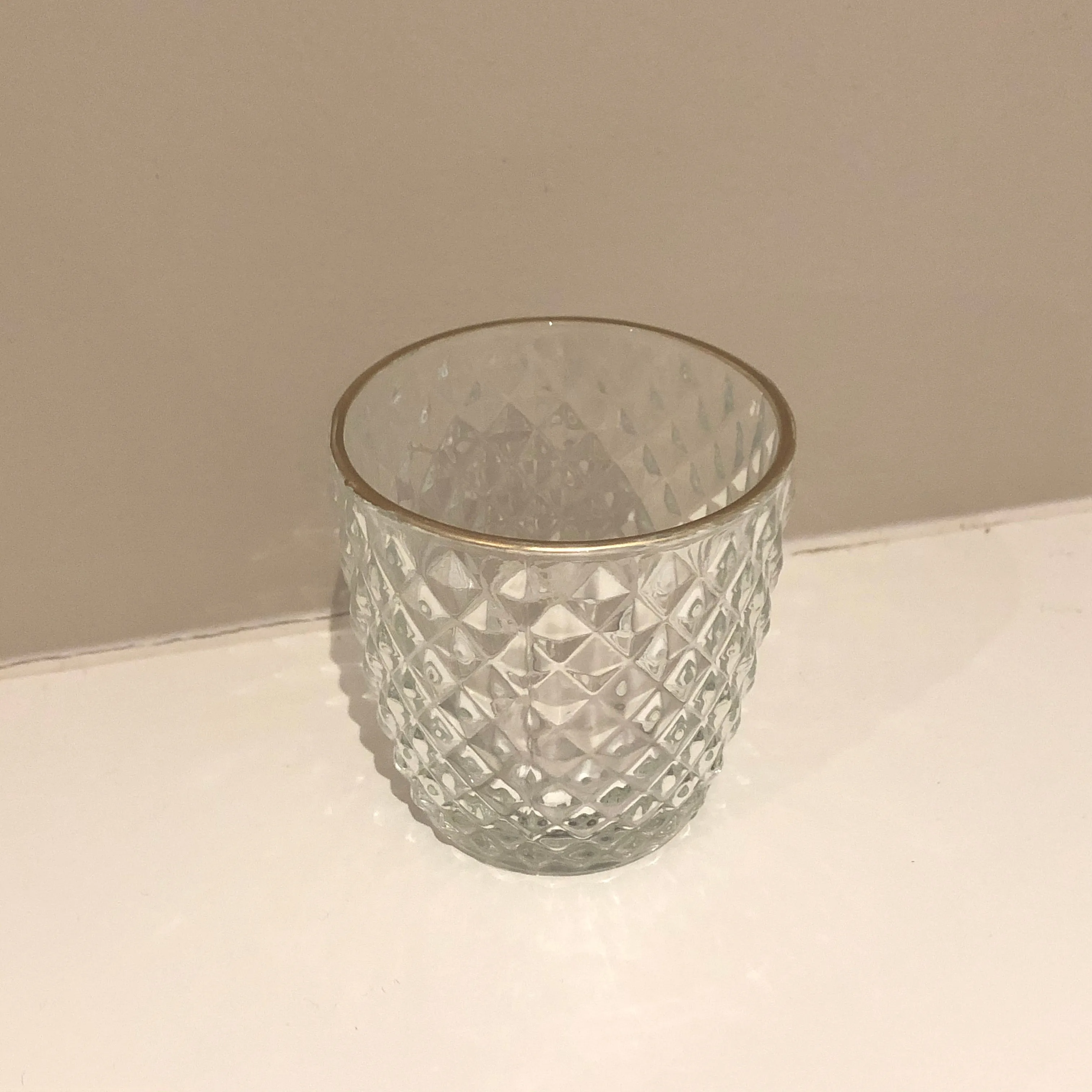 Gold Rim Glass Tlight Holder - Pattern 2