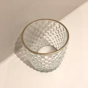 Gold Rim Glass Tlight Holder - Pattern 2