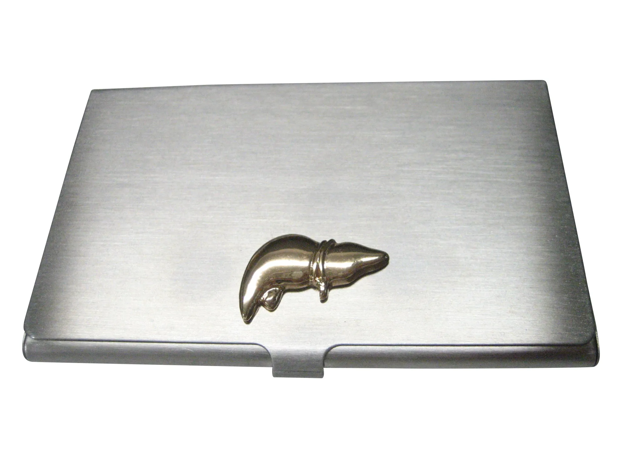 Gold Toned Anatomical Medical Hepatologist Liver Business Card Holder