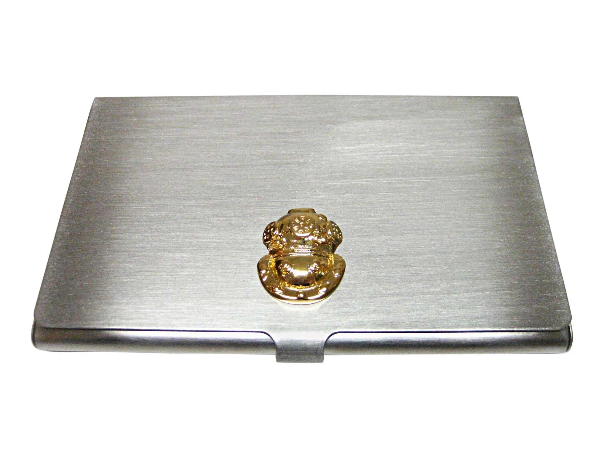 Gold Toned Divers Helmet Business Card Holder