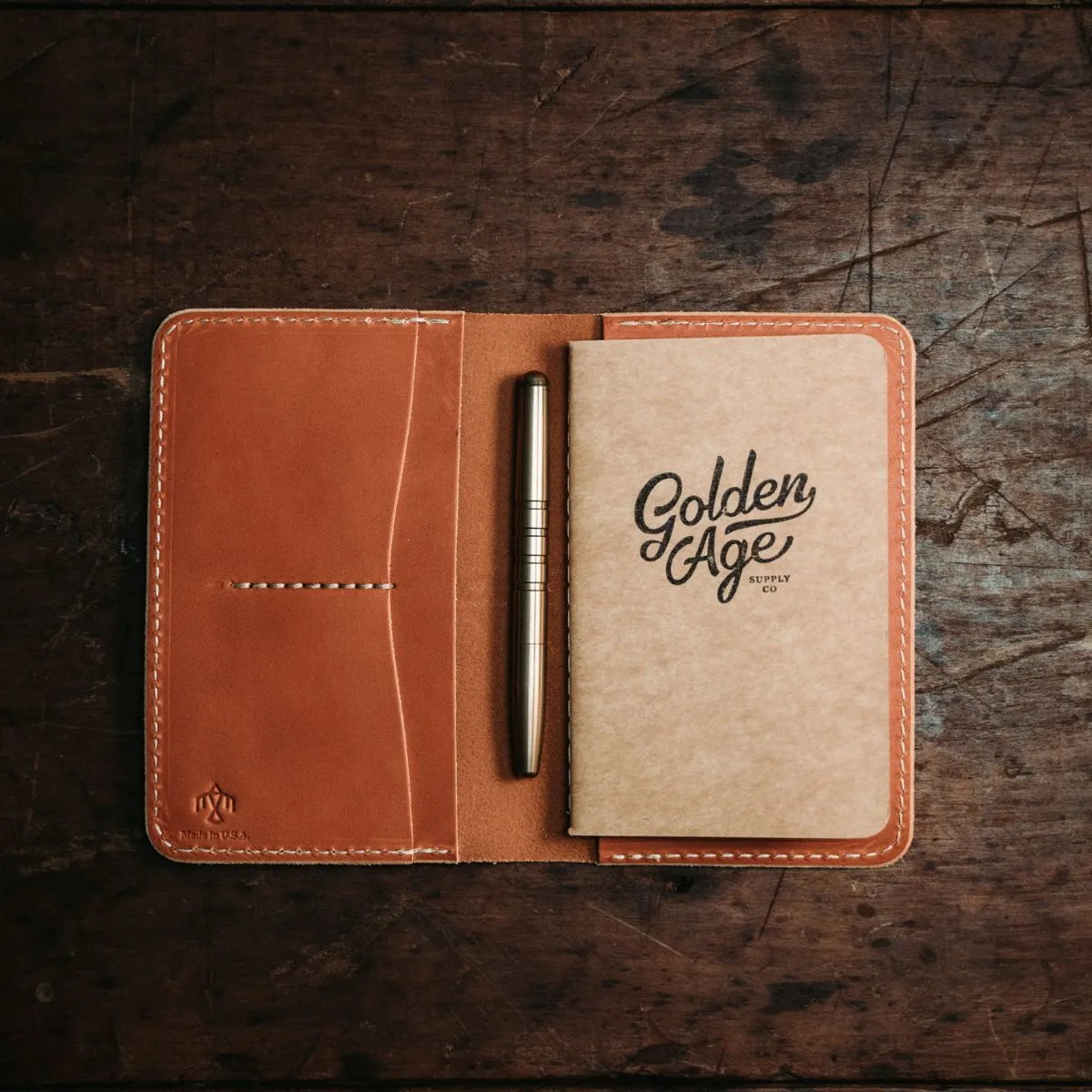 Golden Age Supply Genuine Leather Notebook & Wallet - Saddle Tan