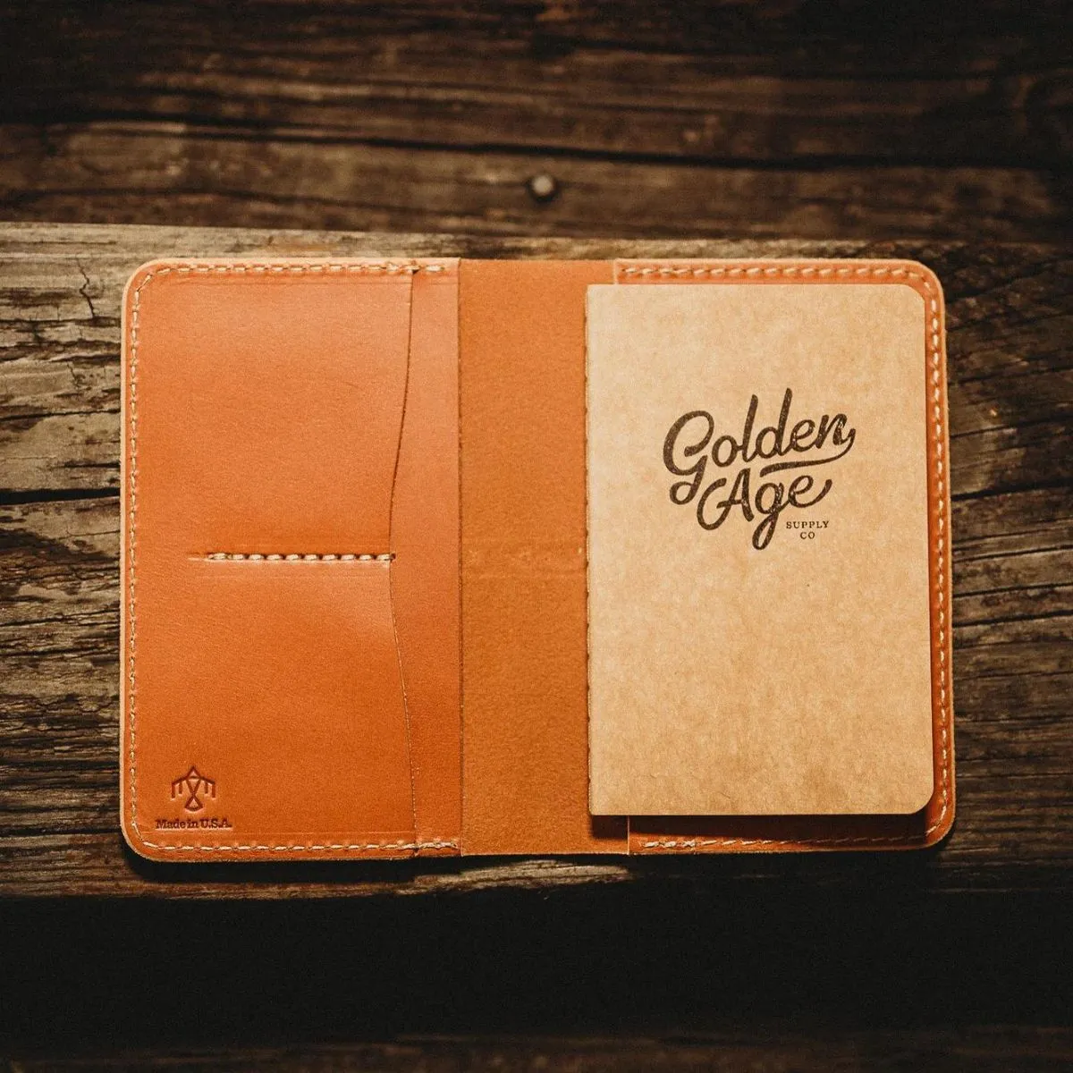 Golden Age Supply Genuine Leather Notebook & Wallet - Saddle Tan