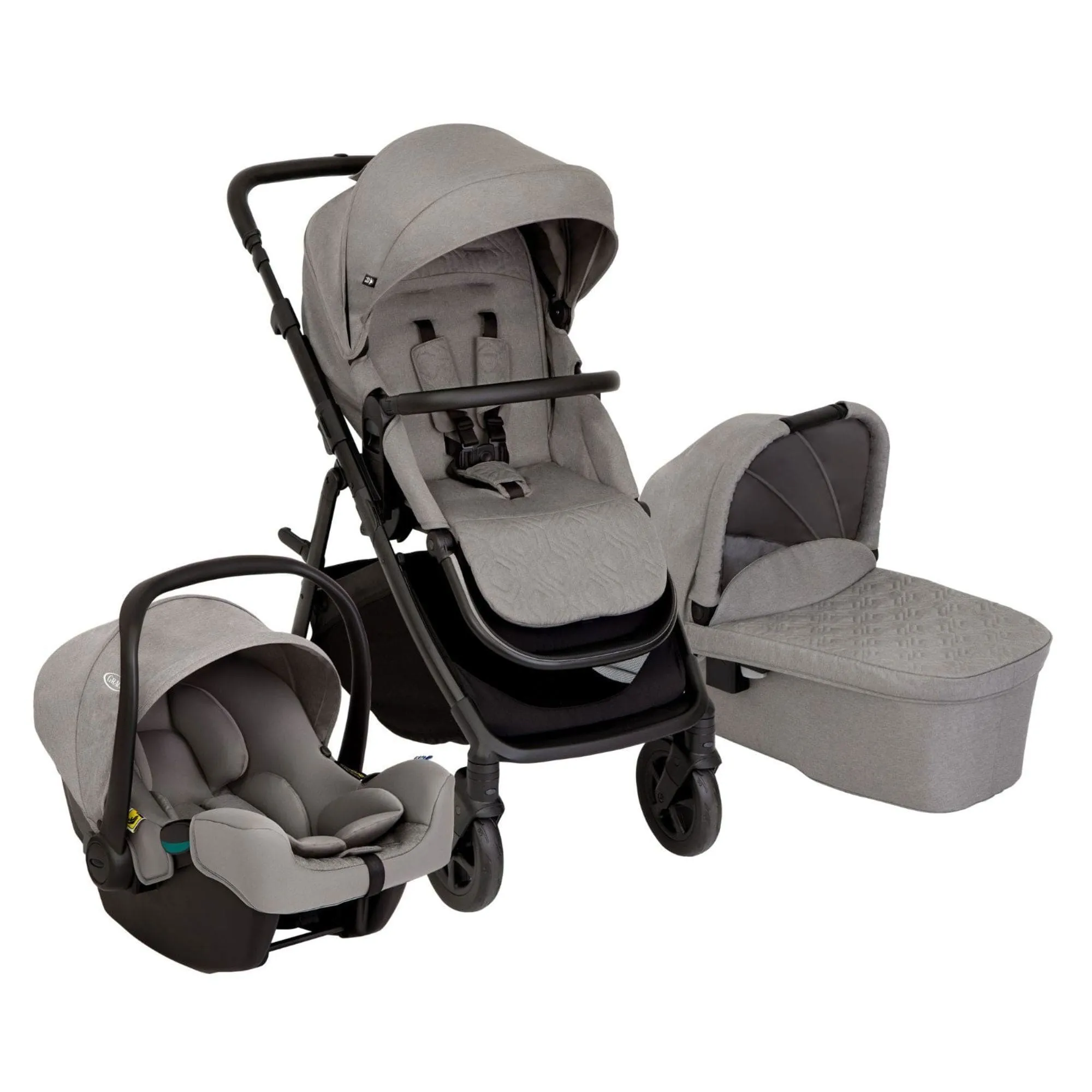 Graco Near2Me DLX Trio (Pushchair, Carrycot and Snuglite) in Ash