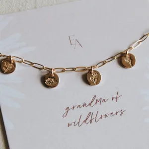 Grandma of Wildflowers Charm Bracelet