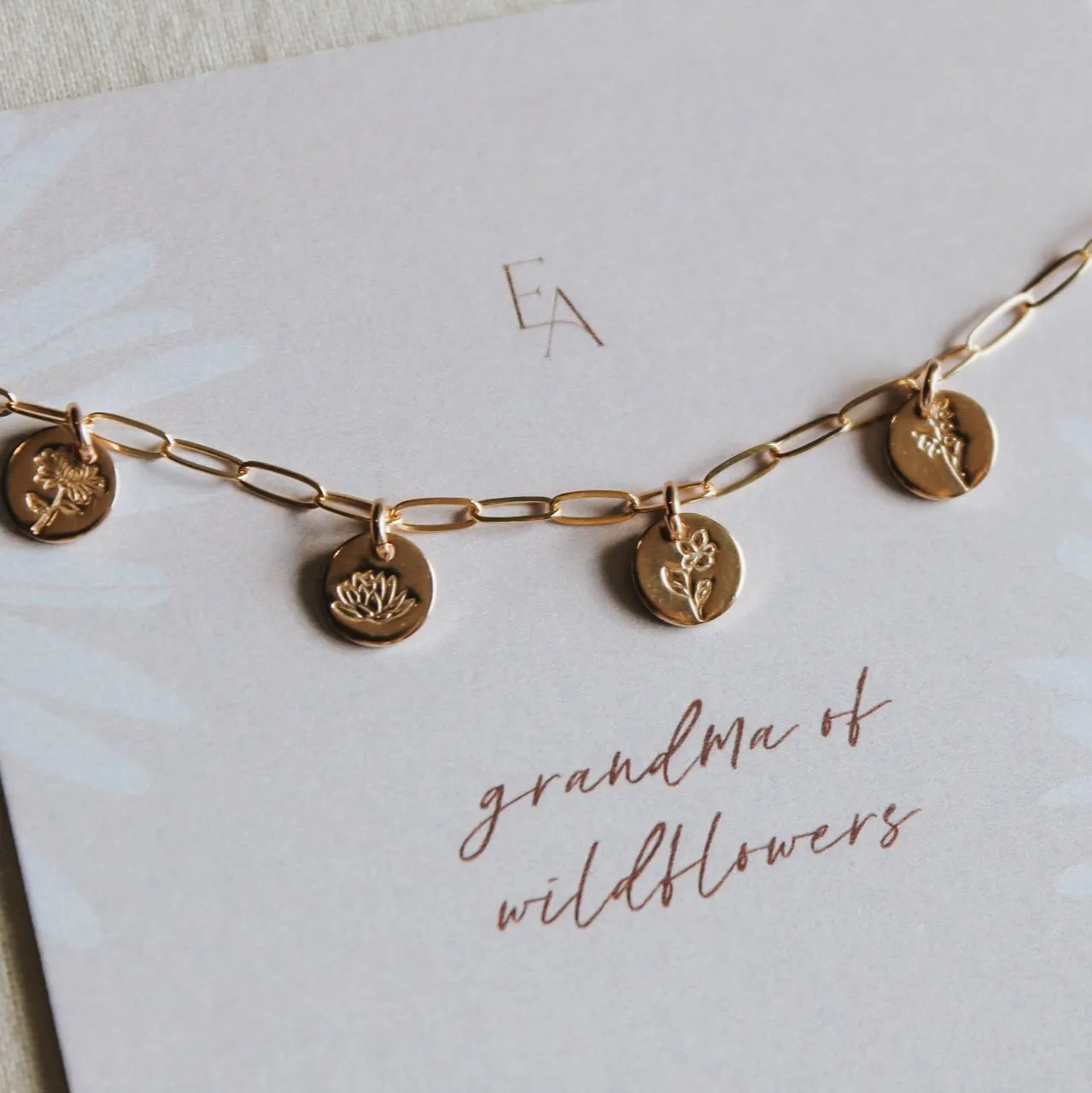 Grandma of Wildflowers Charm Bracelet