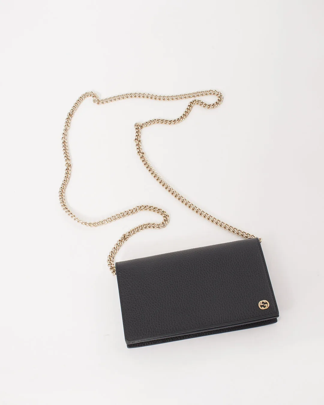 Gucci Black Leather Betty Wallet on Chain