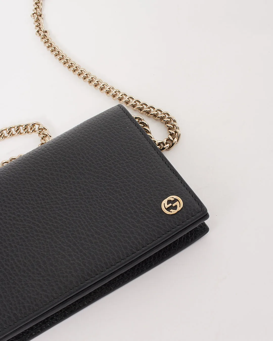 Gucci Black Leather Betty Wallet on Chain