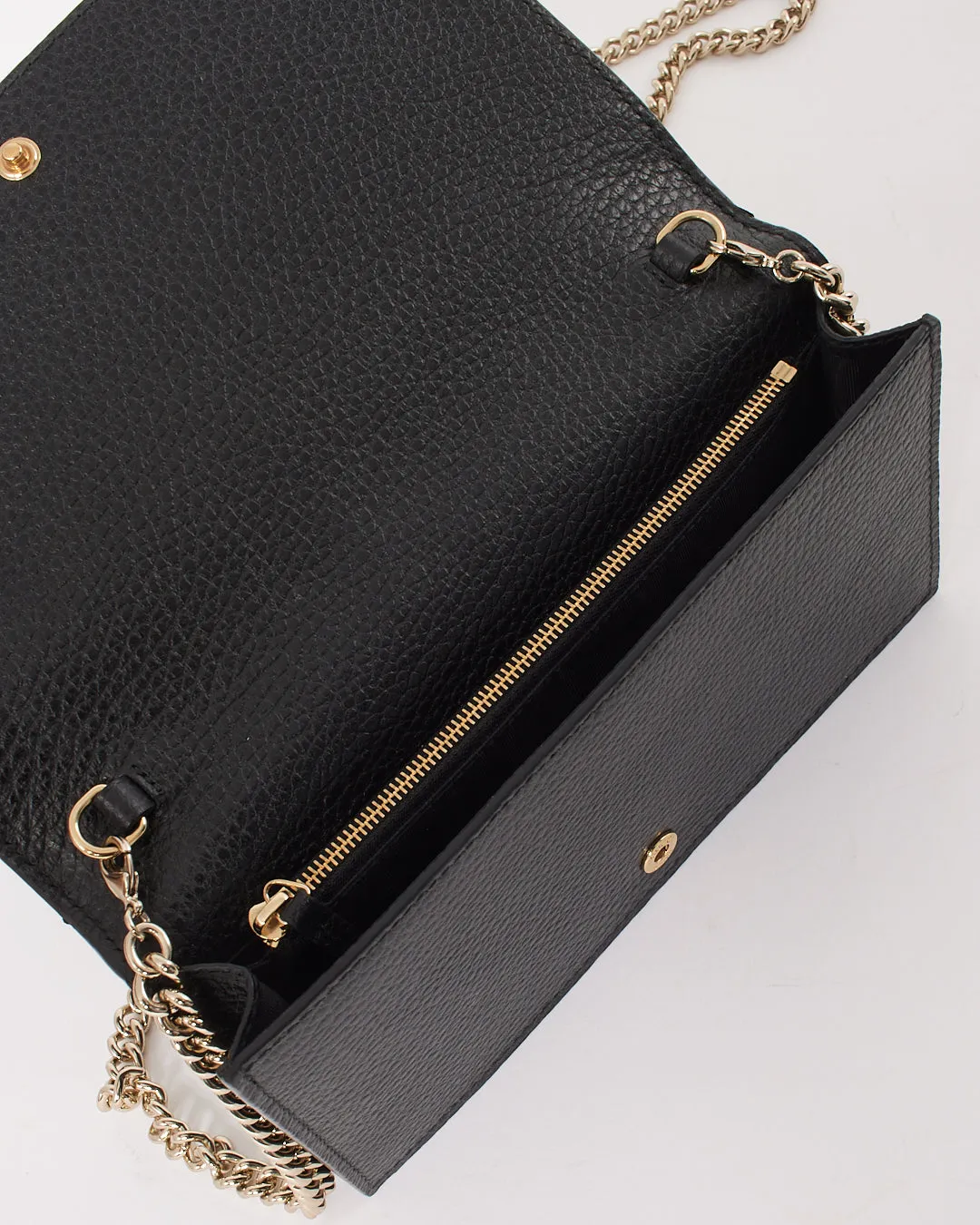 Gucci Black Leather Betty Wallet on Chain