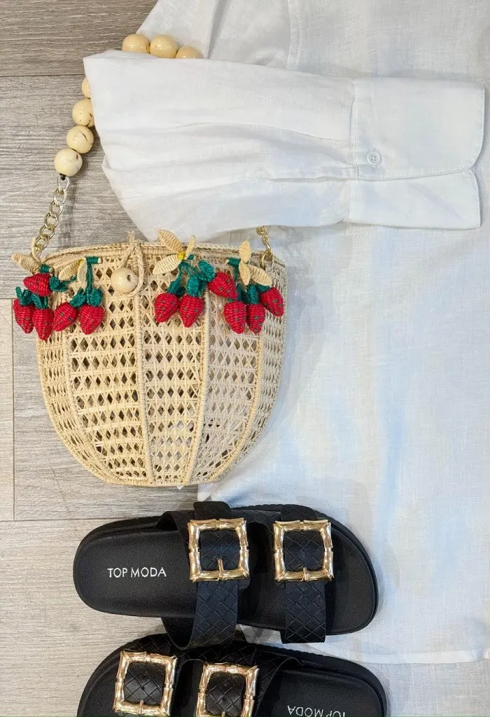 Handmade Palm Bag-Strawberry