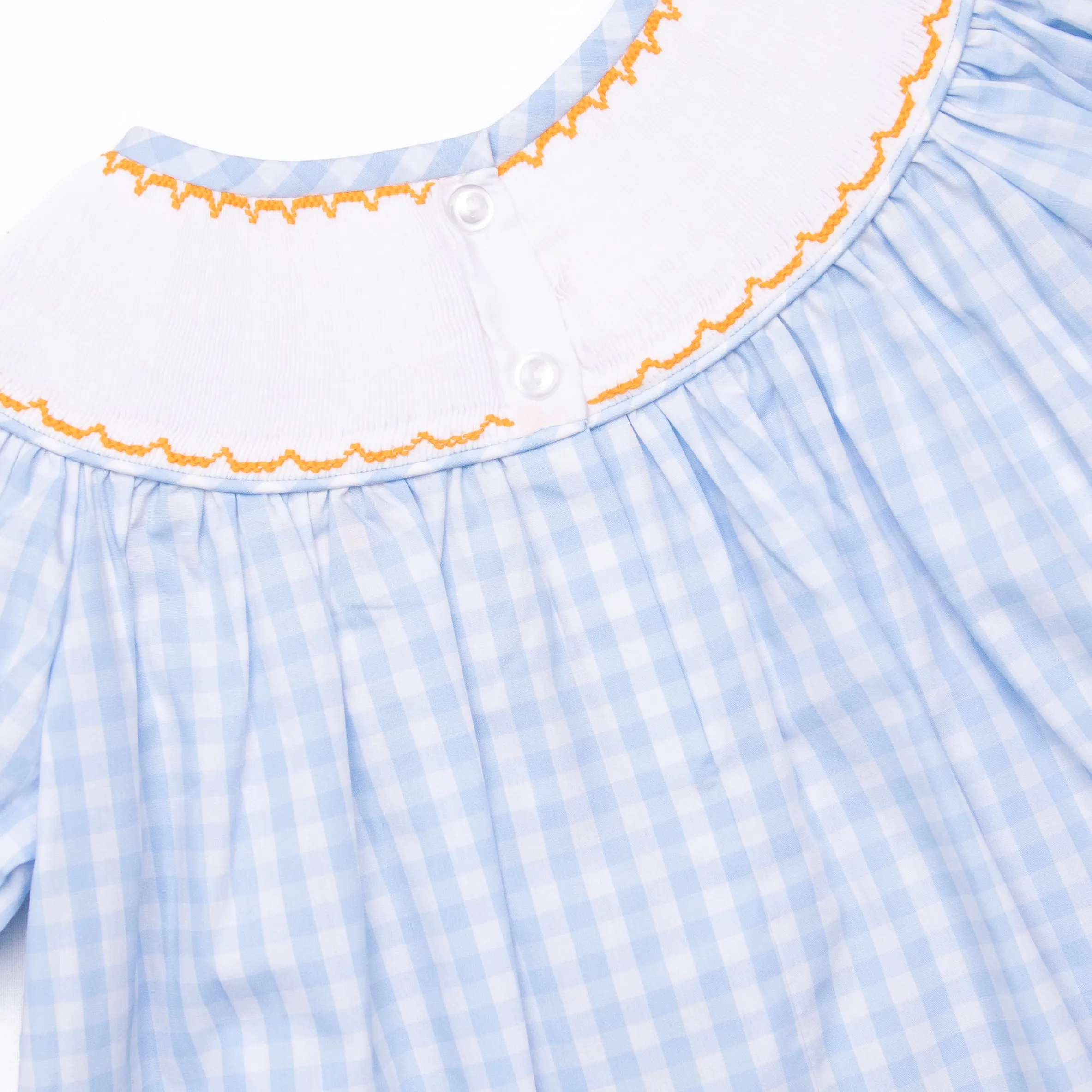 Happy Harvest Smocked Diaper Set, Blue Check