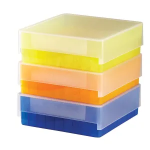Heathrow Scientific 120038 81-Well Microtube Storage Box, Yellow