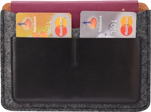 Helsinki Leather & felt Passport wallet