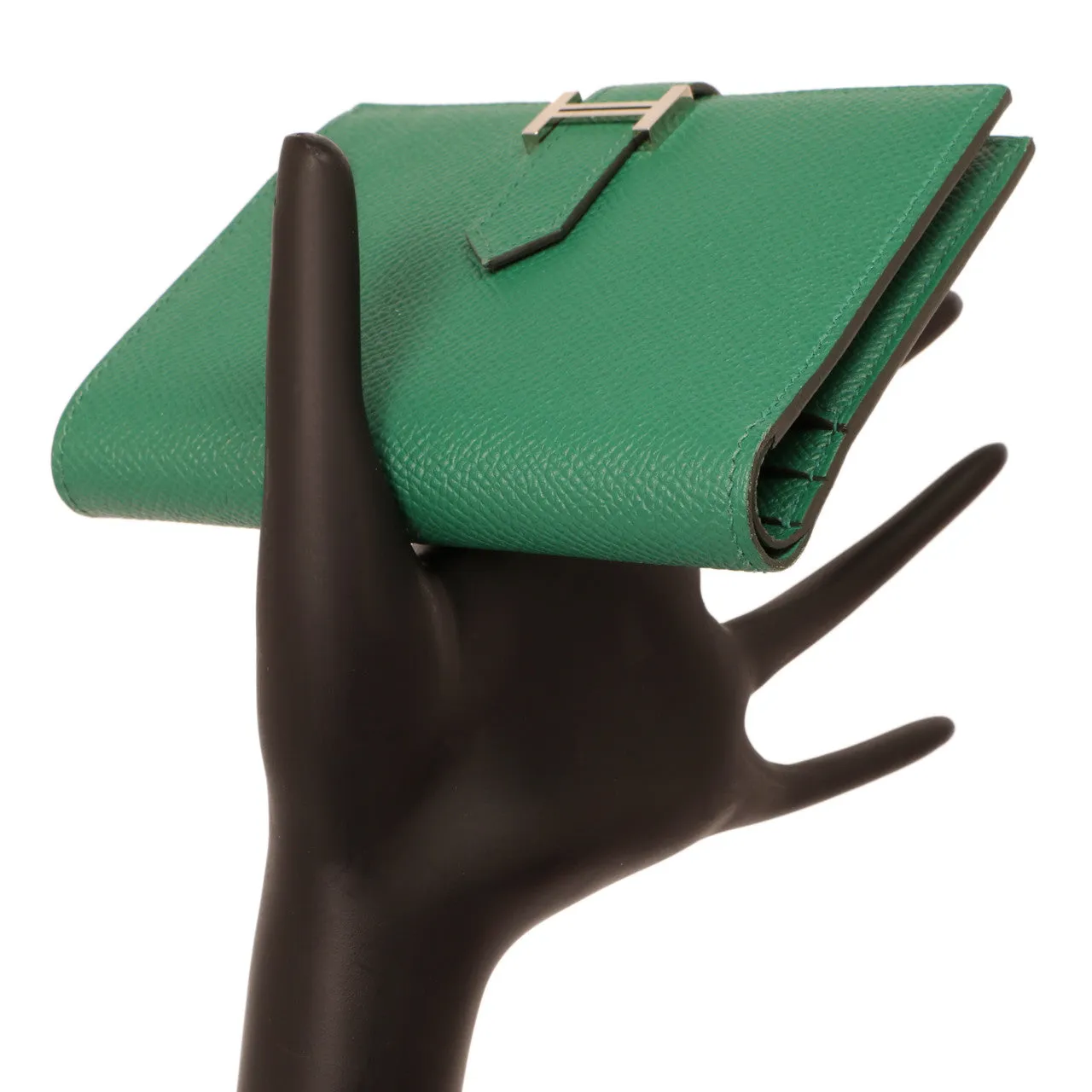 Hermes Vert Vertigo Epsom Bearn Compact Wallet