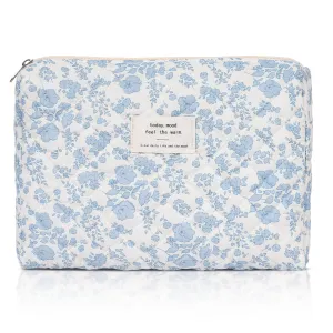 honitty Makeup Pouch,Quilted Cosmetic Bags,Large Floral Make Up Organizer for Women