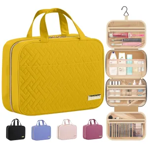 HOTOR Travel Toiletry Bag - Toiletry Bag w/Hanging Hook - Spacious Toiletry Bag for Women & Men, Makeup Bag/Big Comparment, Waterproof for Travel Accessories, Travel Essentials, Medium, Yellow