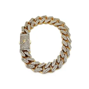 Iced-Out Lightweight Monaco Cuban Bracelet (14K)