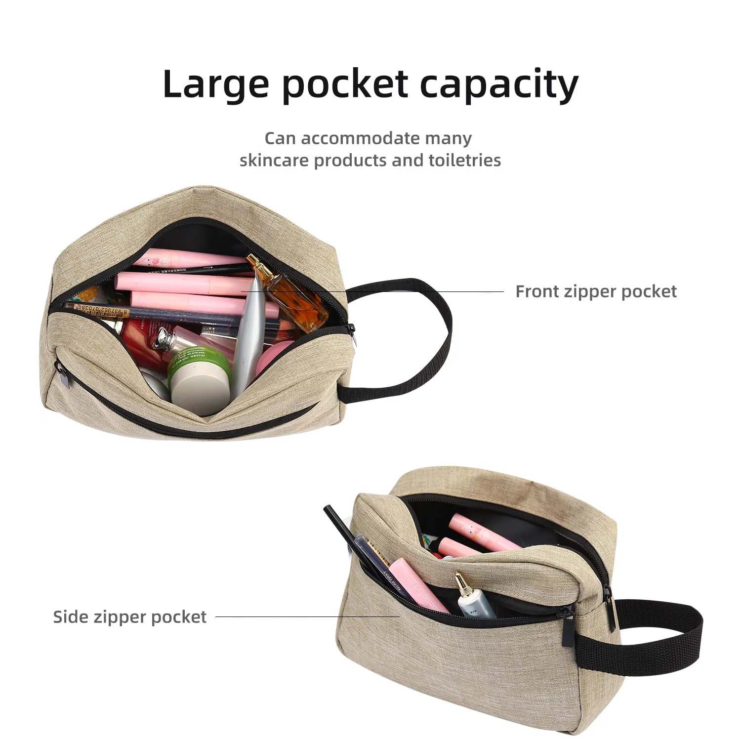 Icramsy Travel Toiletry bag Toiletry bag for women men Hanging toiletry bag Cosmetic bag Travel accessories for Women Men (Khaki)