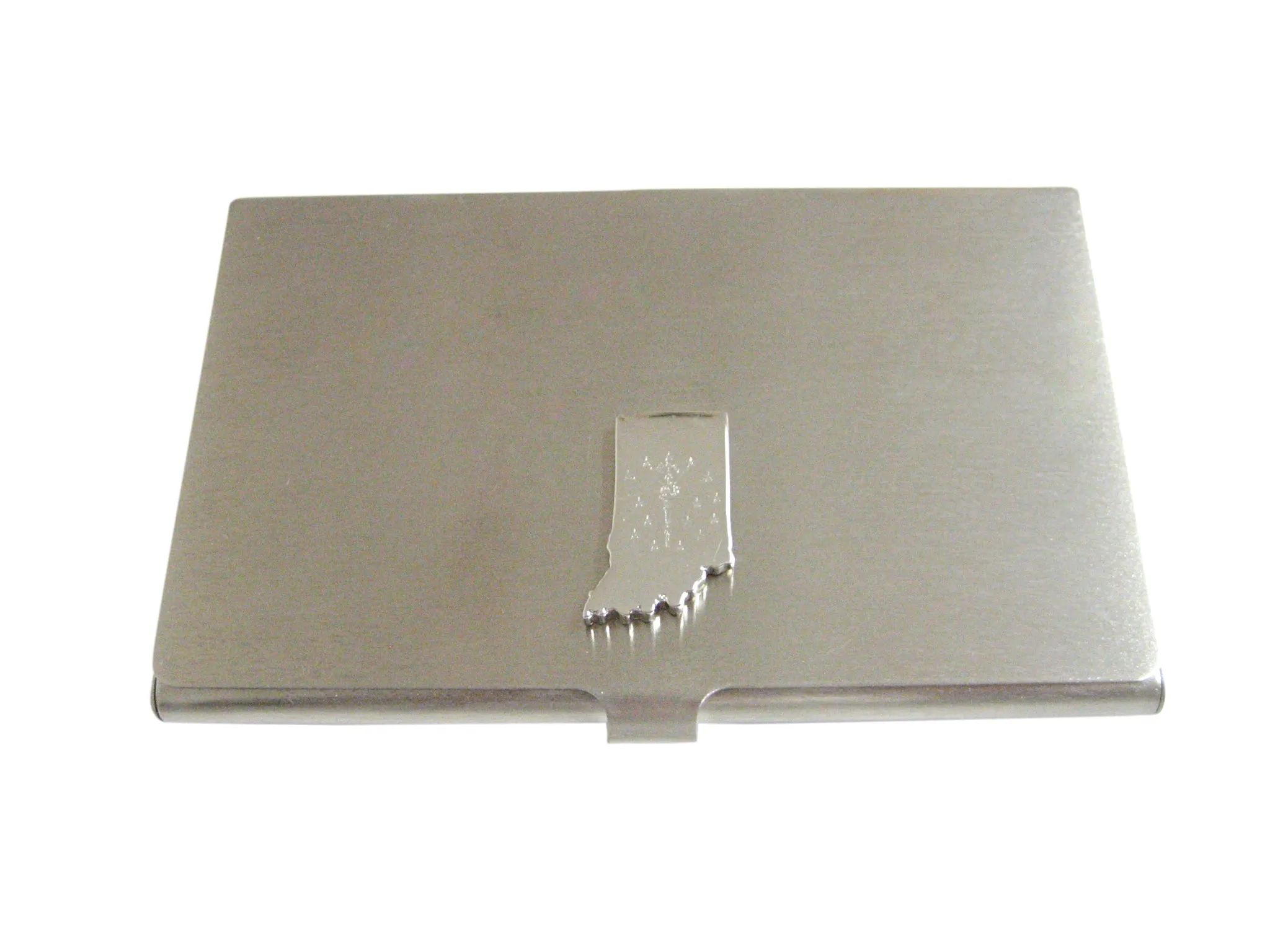 Indiana State Map Shape and Flag Design Business Card Holder