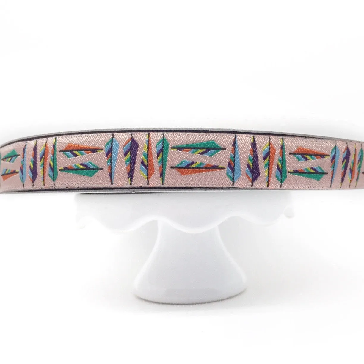 Jacquard Ribbon Pink Arrow Feathers by Anna Maria Horner