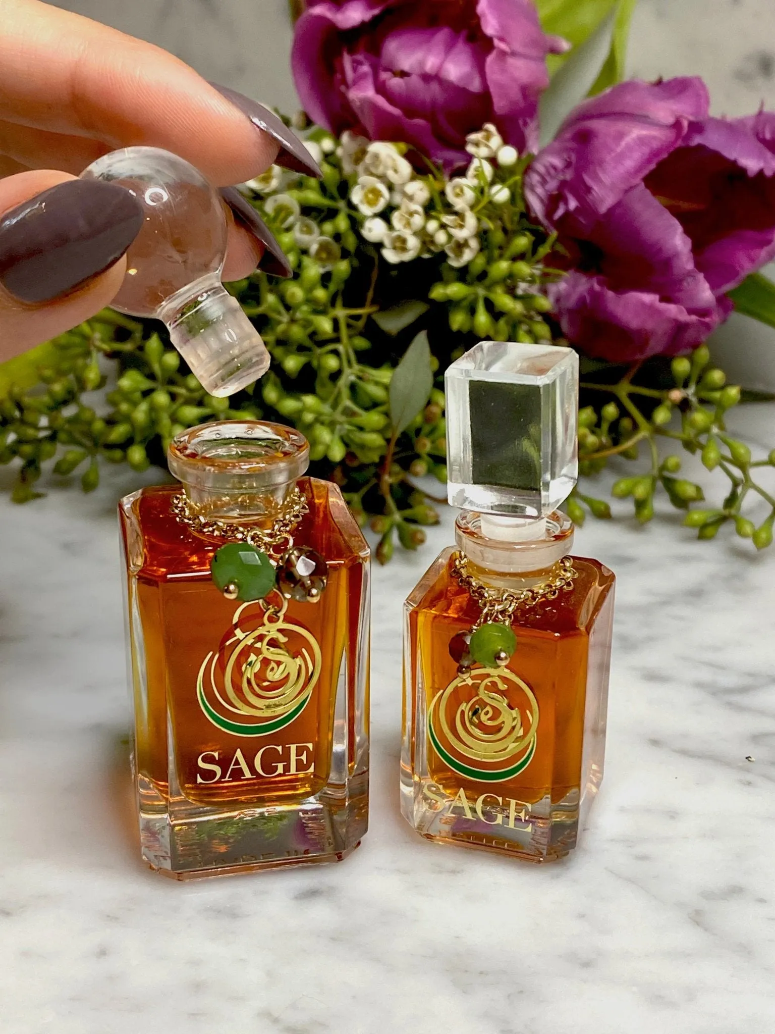 Jade & Topaz Blend Vanity Bottle by Sage, Pure Perfume Oil Concentrate