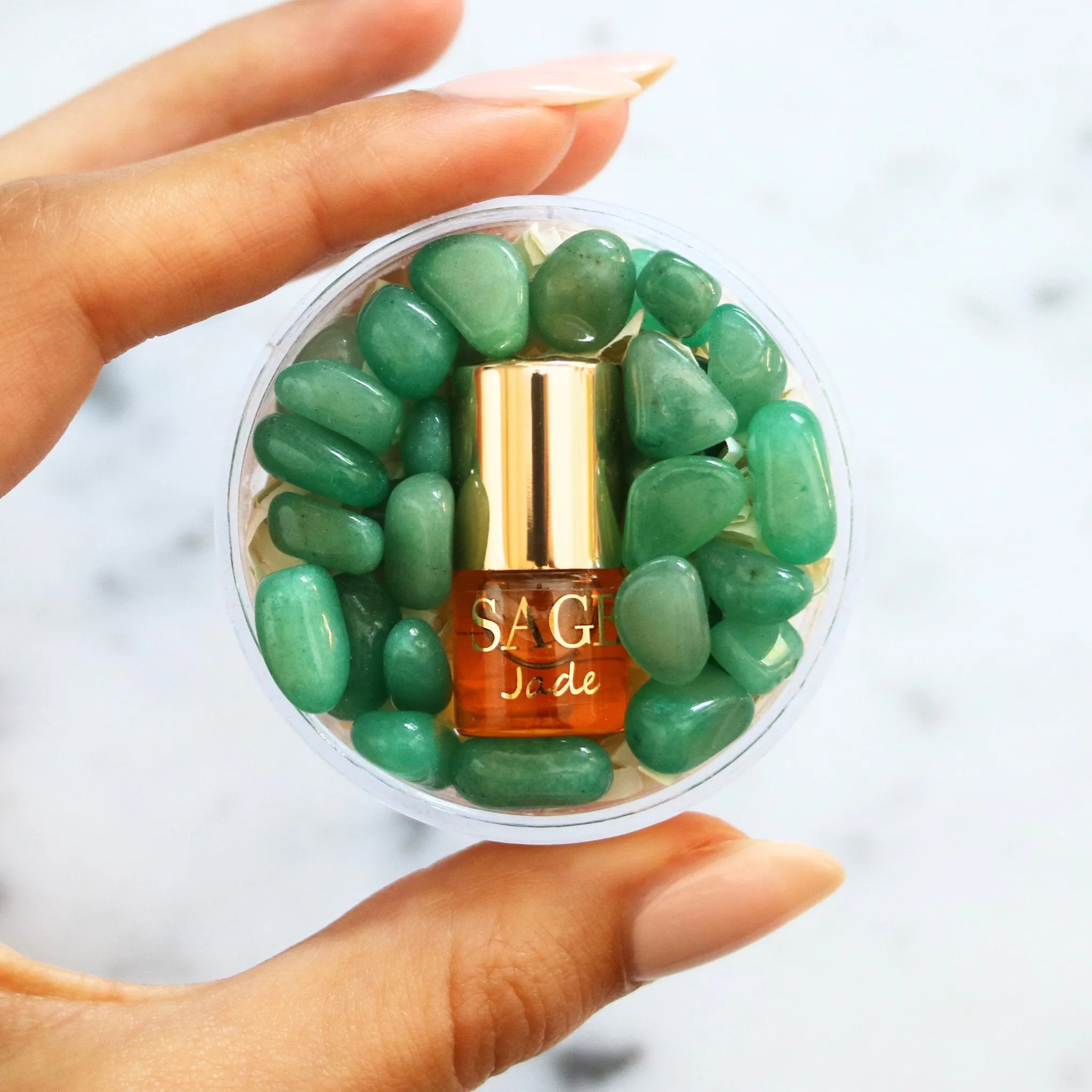 Jade Perfume Oil Concentrate Mini Rollie with Gemstones by Sage