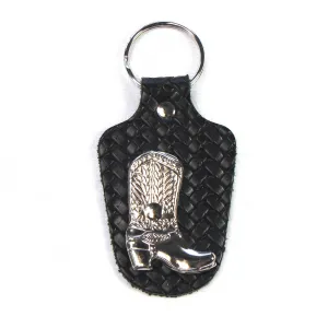 KBK-11  Basket Weave Key Ring w/ Boot Concho