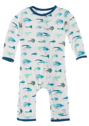 KicKee Pants Natural Fishing Flies Coverall with Snaps