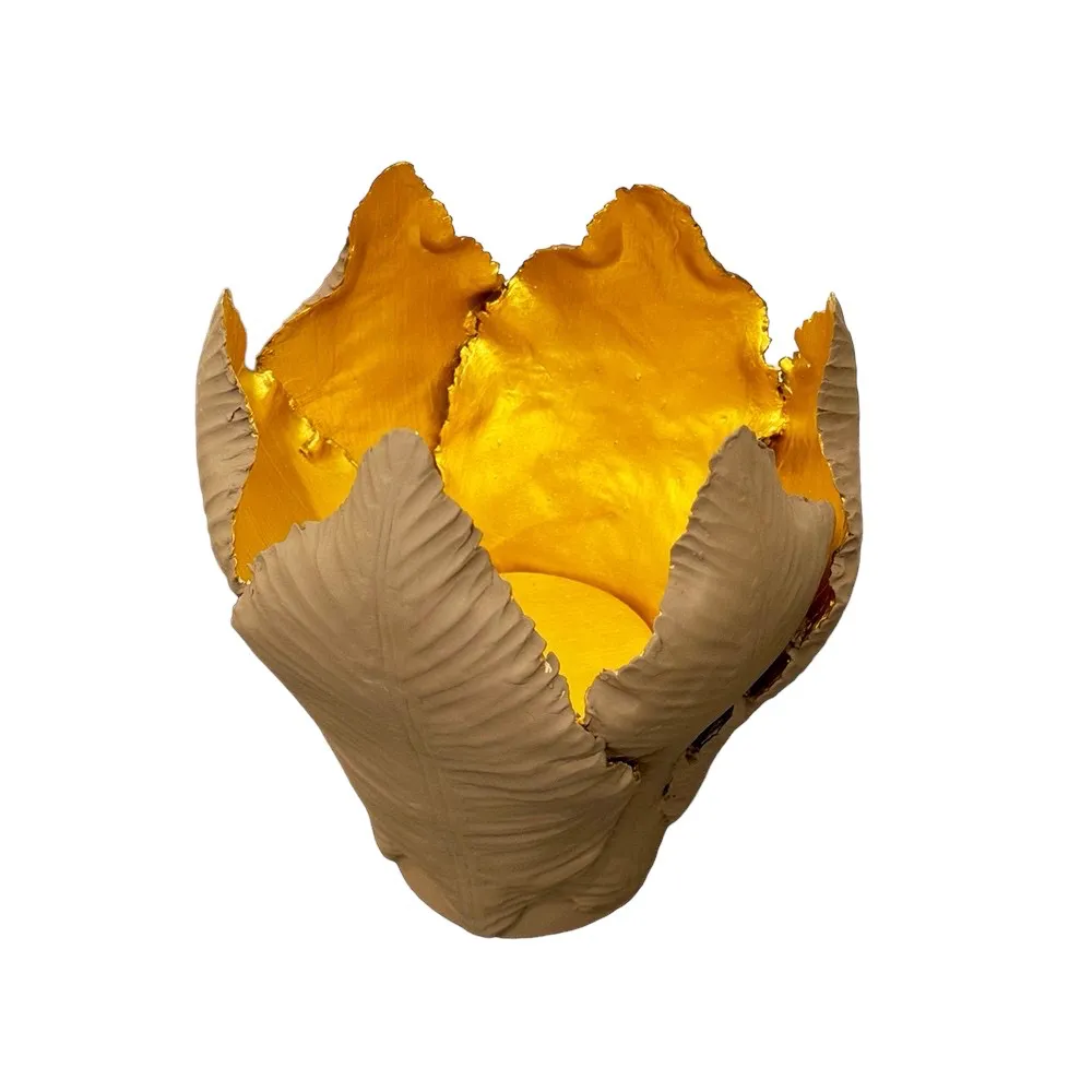 KIDDEE TAMDEE Leaf Candle Holder L - Brown Gold
