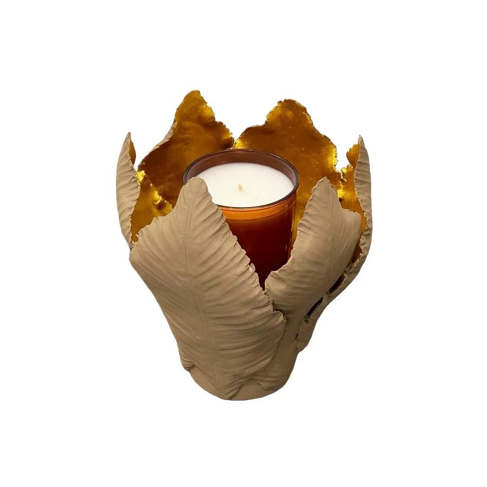 KIDDEE TAMDEE Leaf Candle Holder L - Brown Gold