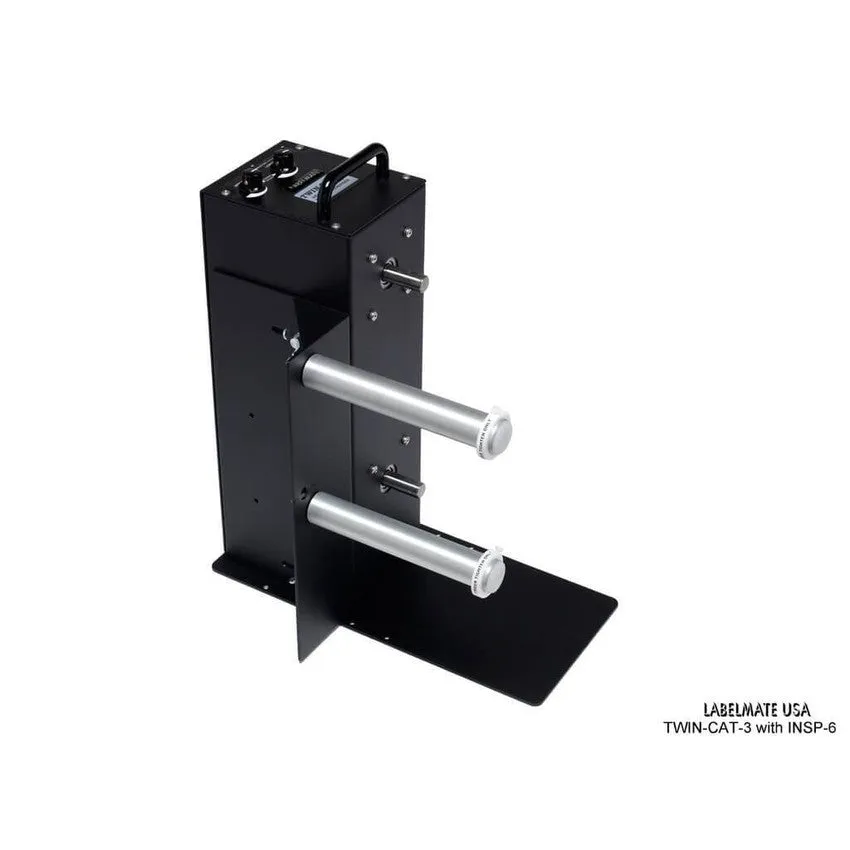 Labelmate Vertical Rewind Station with independent, bi-directional rewind/unwind control TWIN-CAT-3