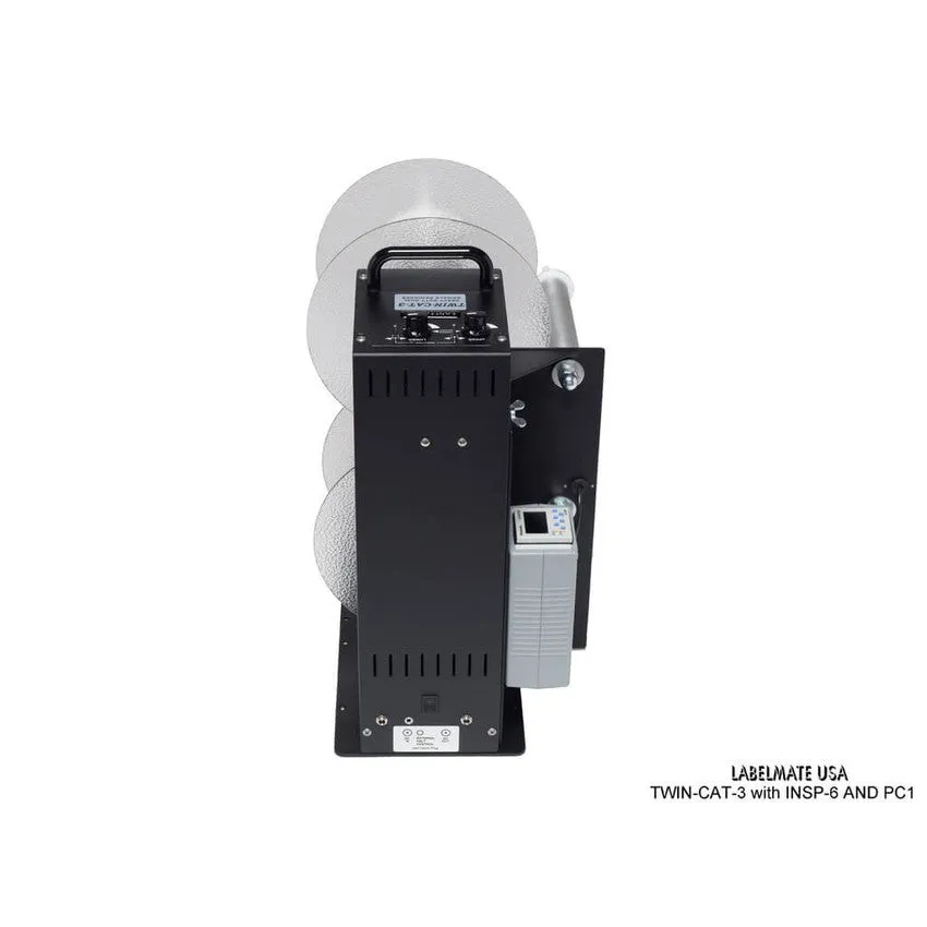 Labelmate Vertical Rewind Station with independent, bi-directional rewind/unwind control TWIN-CAT-3