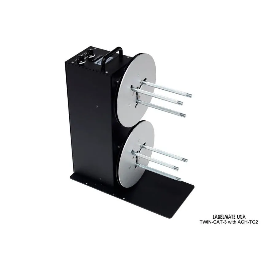 Labelmate Vertical Rewind Station with independent, bi-directional rewind/unwind control TWIN-CAT-3