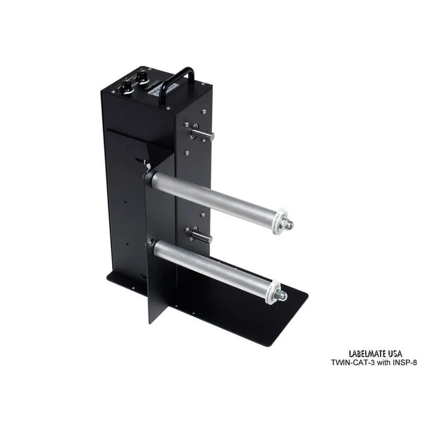 Labelmate Vertical Rewind Station with independent, bi-directional rewind/unwind control TWIN-CAT-3