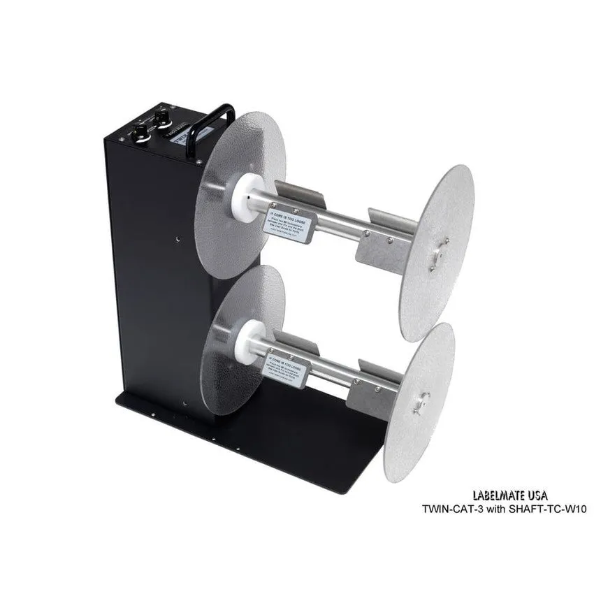 Labelmate Vertical Rewind Station with independent, bi-directional rewind/unwind control TWIN-CAT-3