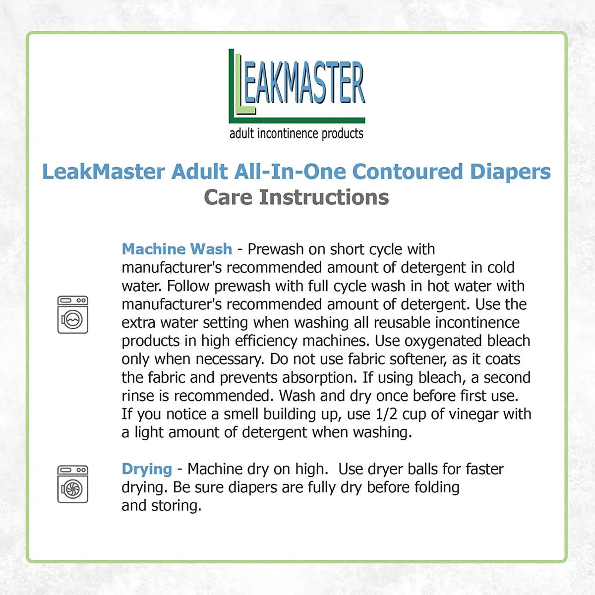 LeakMaster Adult All-In-One Cloth Diapers