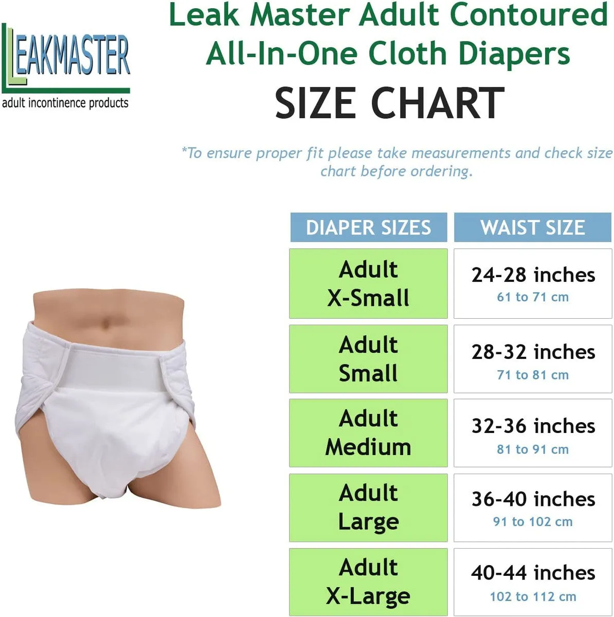 LeakMaster Adult All-In-One Cloth Diapers