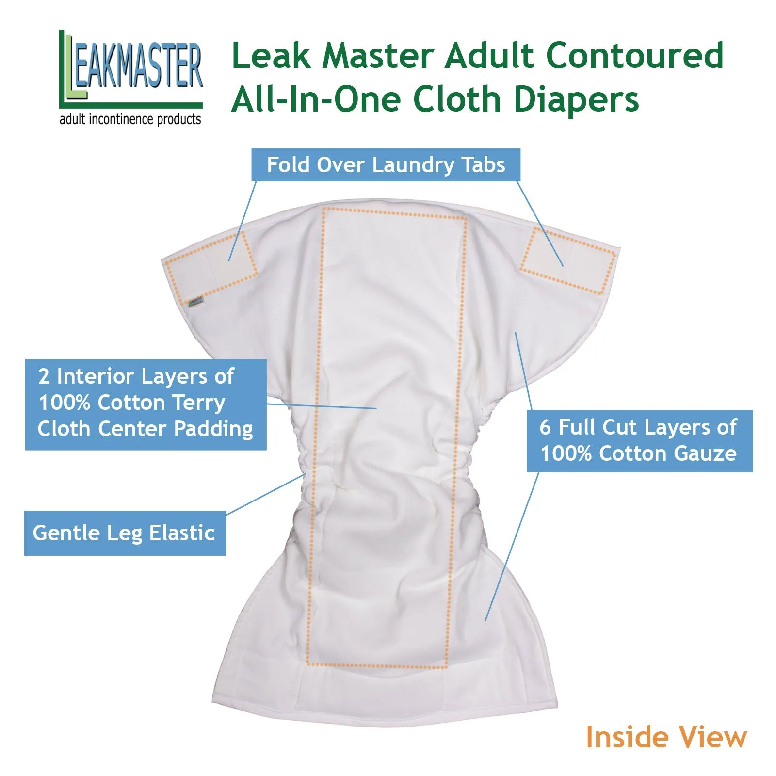 LeakMaster Adult All-In-One Cloth Diapers